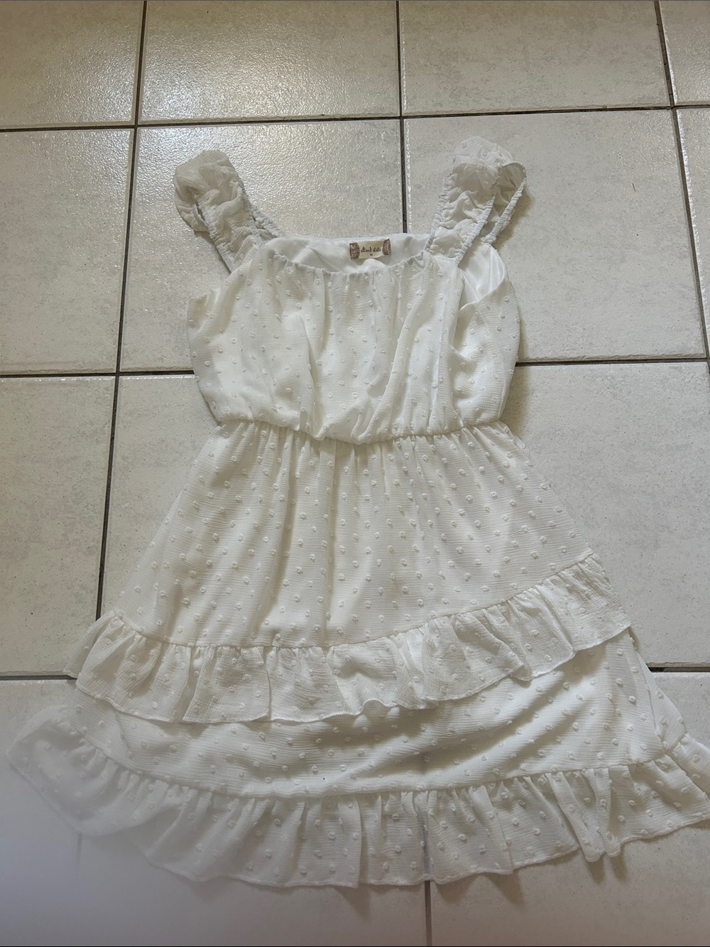 Altar’d State White Ruffled Swiss Dot Sundress